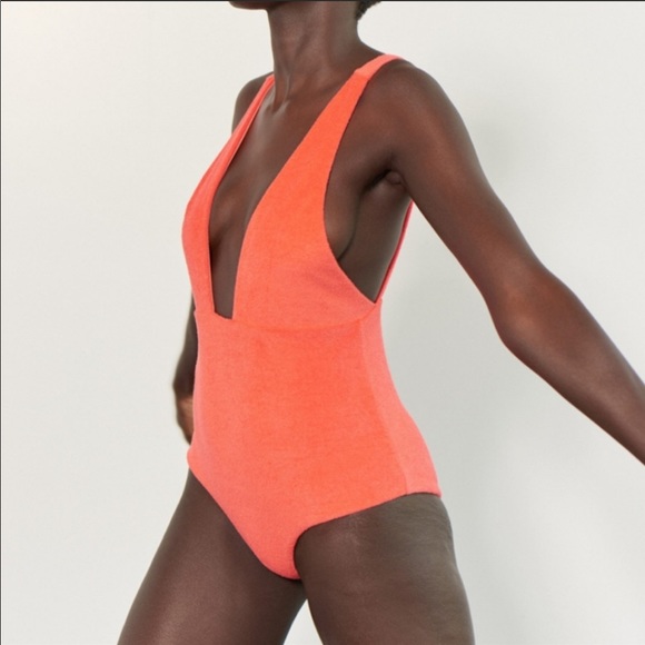 Mara Hoffman Audrey Plunging One Piece Swimsuit, M - Picture 2 of 10